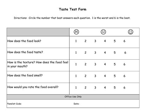 taste test questions pdf